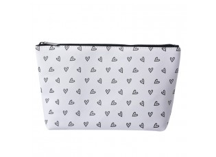 Bílo - černá toaletní taštička se srdíčky Heart - 26*6*16 cm
