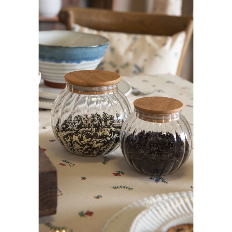 Skleněná baňatá dóza s víkem S - Ø 9*8 cm Clayre & Eef Skleněná baňatá dóza s víkem S - Ø 9*8 cm Clayre & Eef