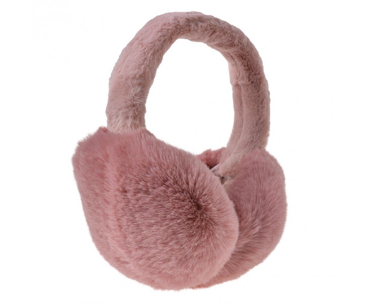 Tmavě růžové skládací chlupaté klapky na uši - Ø 13cm - one size Clayre & Eef