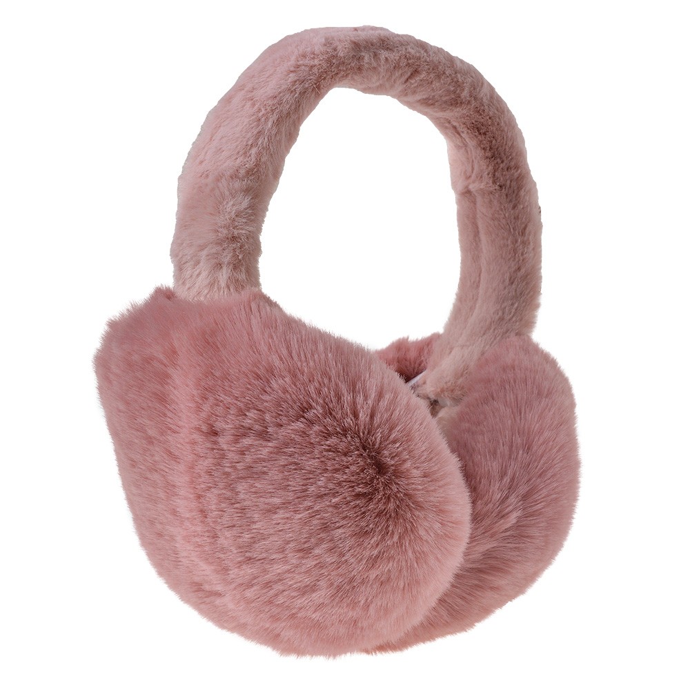 Tmavě růžové skládací chlupaté klapky na uši - Ø 13cm - one size Clayre & Eef Tmavě růžové skládací chlupaté klapky na uši - Ø 13cm - one size Clayre & Eef