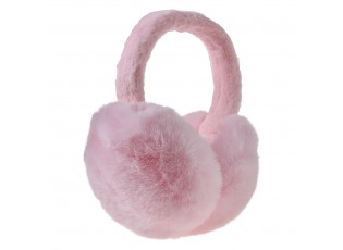 Světle růžové skládací chlupaté klapky na uši - Ø 13cm - one size