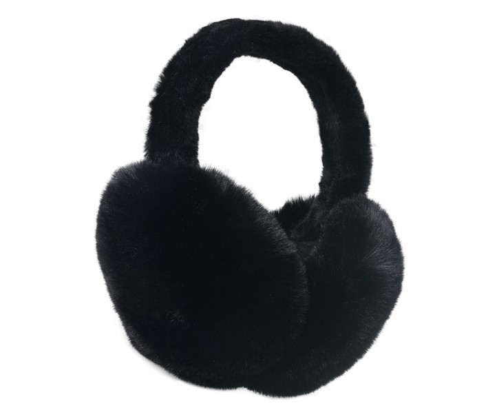 Černé skládací chlupaté klapky na uši - Ø 13cm - one size Clayre & Eef