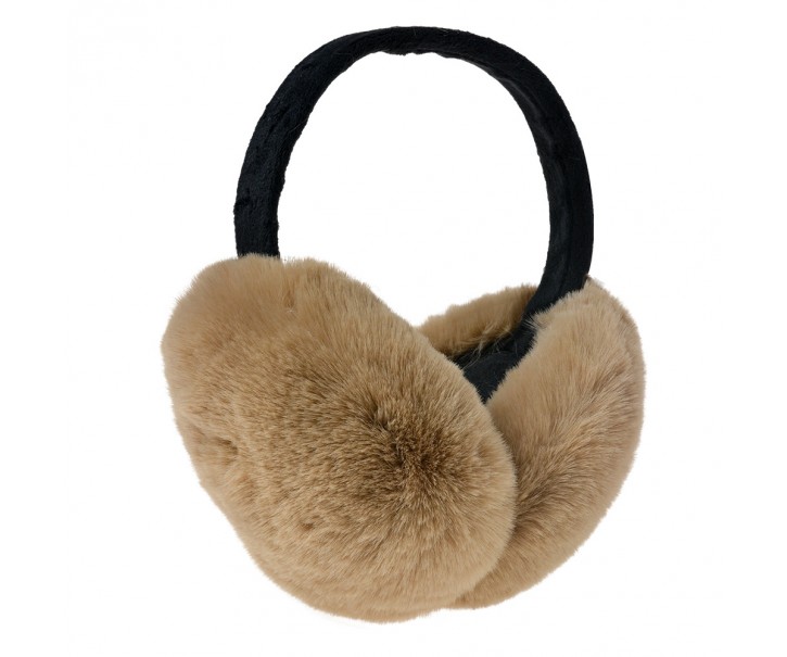 Světle hnědé skládací chlupaté klapky na uši - Ø 14cm - one size Clayre & Eef