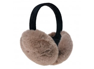 Hnědé skládací chlupaté klapky na uši - Ø 14cm - one size
