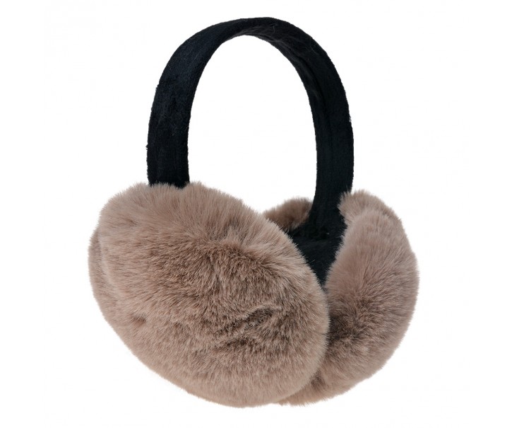Hnědé skládací chlupaté klapky na uši - Ø 14cm - one size Clayre & Eef