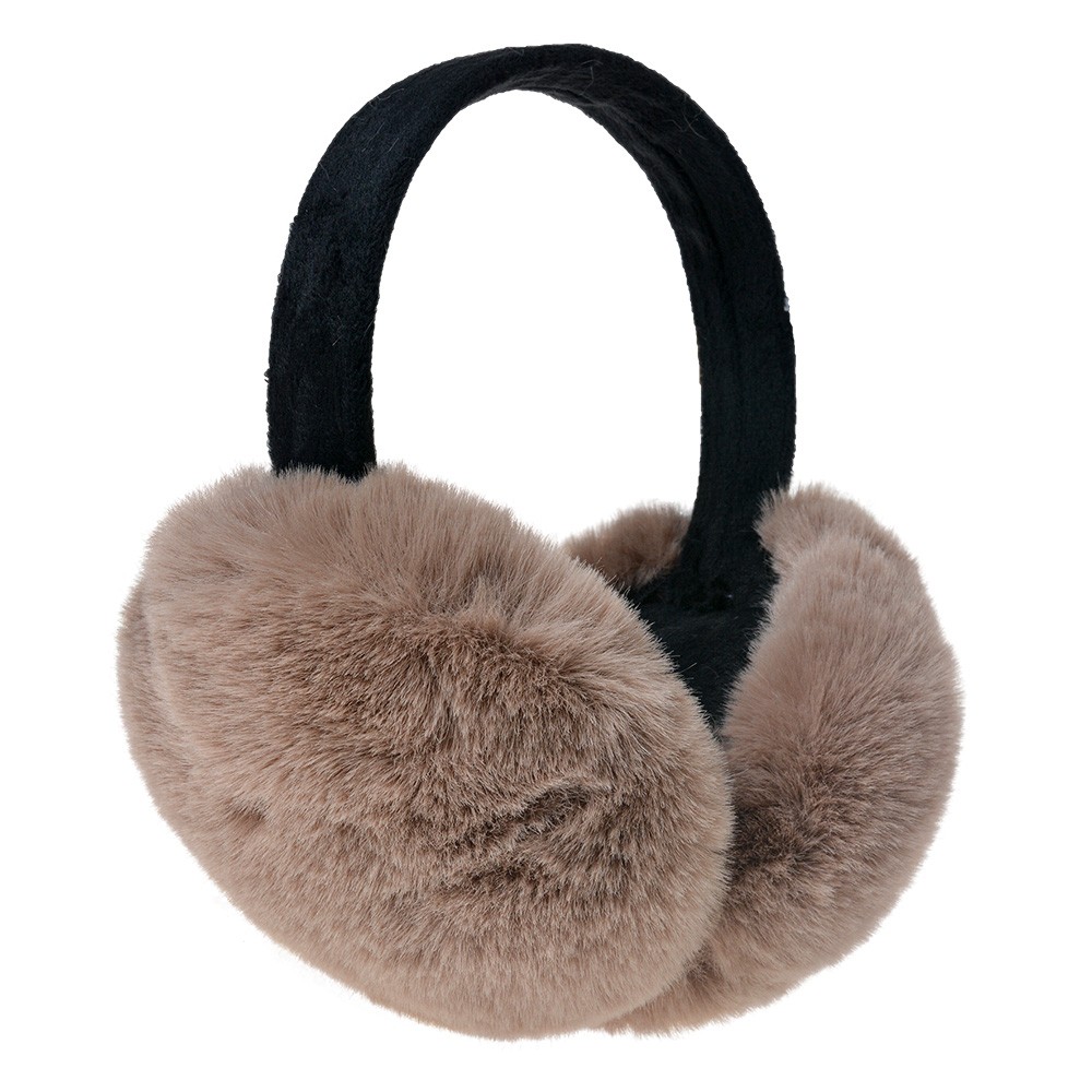 Hnědé skládací chlupaté klapky na uši - Ø 14cm - one size