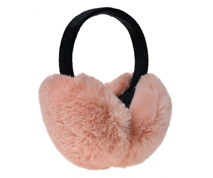 Lososově růžové skládací chlupaté klapky na uši - Ø 14cm - one size Clayre & Eef