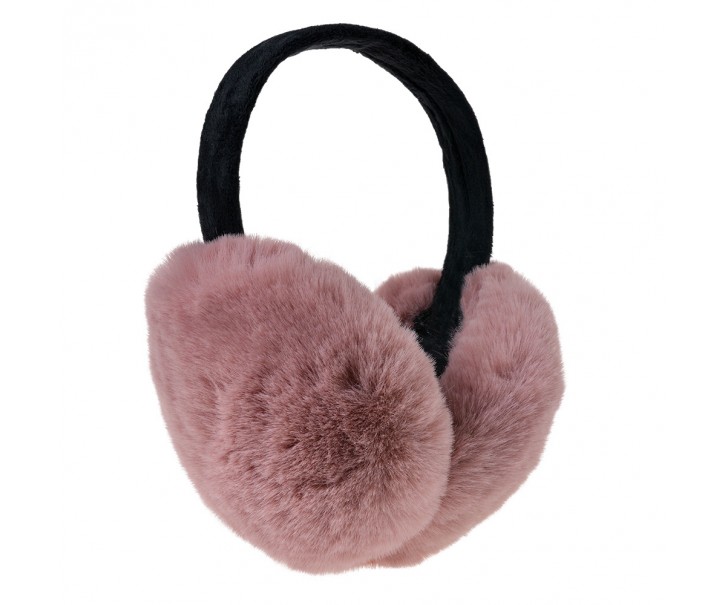 Tmavě růžové skládací chlupaté klapky na uši - Ø 14cm - one size Clayre & Eef