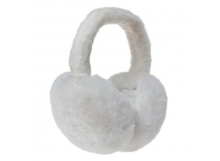 Bílé skládací chlupaté klapky na uši - Ø 13cm - one size