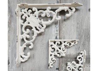 Krémová litinová konzole s ornamentem - 20*19 cm