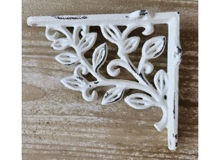 Krémová litinová konzole s lístky - 14*2*12cm