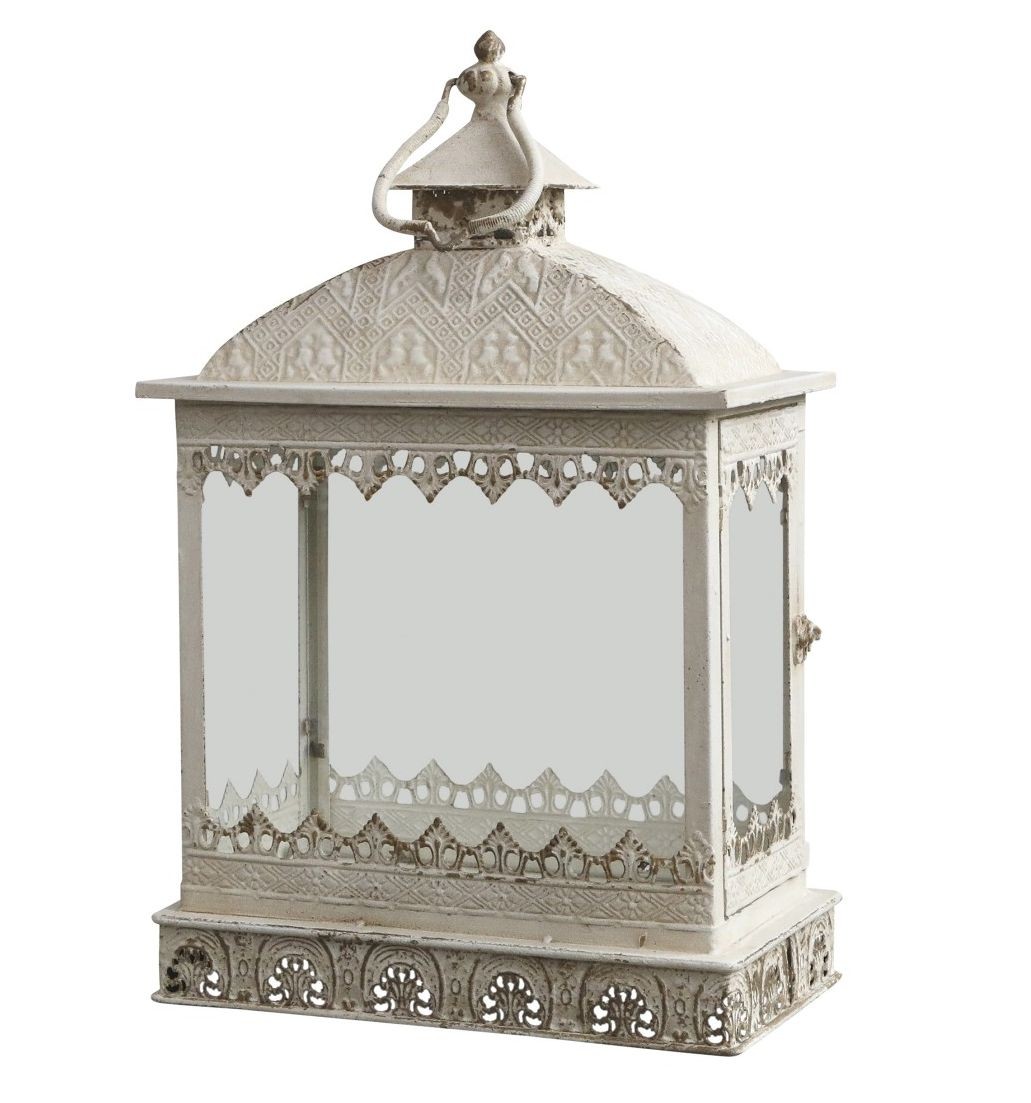 Krémová antik kovová lucerna Fleur-de-lis - 35*20*66 cm Chic Antique Krémová antik kovová lucerna Fleur-de-lis - 35*20*66 cm Chic Antique
