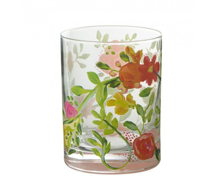 Sklenička na vou s barevnými květy Floral glass - Ø8*10cm / 280ml