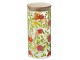 Skleněná dóza na potraviny s dřevěným víčkem a květy Floral glass - Ø10*23cm / 1400ml J-Line by Jolipa