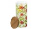 Skleněná dóza na potraviny s dřevěným víčkem a květy Floral glass - Ø10*23cm / 1400ml J-Line by Jolipa