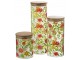 Skleněná dóza na potraviny s dřevěným víčkem a květy Floral glass - Ø10*30cm / 1900ml J-Line by Jolipa