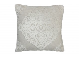 Bílý sametový polšář s ornamentem a výplní Vende - 44*44cm
