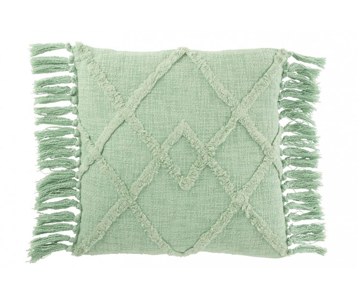 Mintový polštář s třásněmi a výplní Rhombus - 50*50cm J-Line by Jolipa