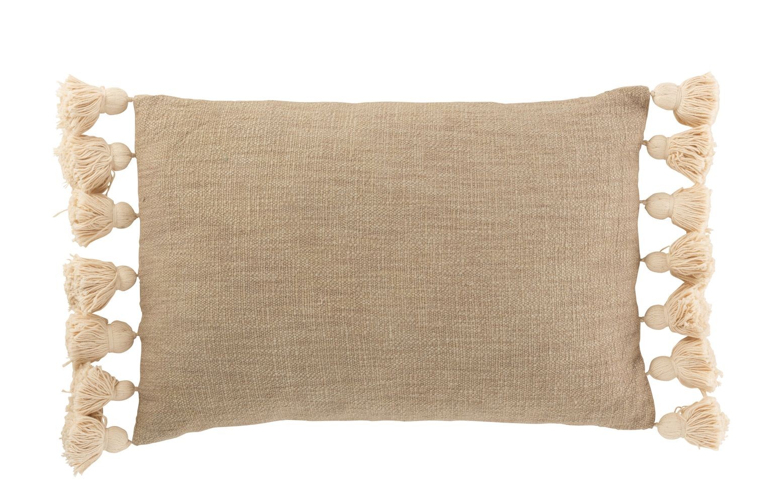 Taupe polštář se střapci a výplní Pompom - 50*35cm J-Line by Jolipa Taupe polštář se střapci a výplní Pompom - 50*35cm J-Line by Jolipa