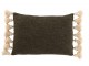 Khaki polštář se střapci a výplní Pompom - 50*35cm J-Line by Jolipa