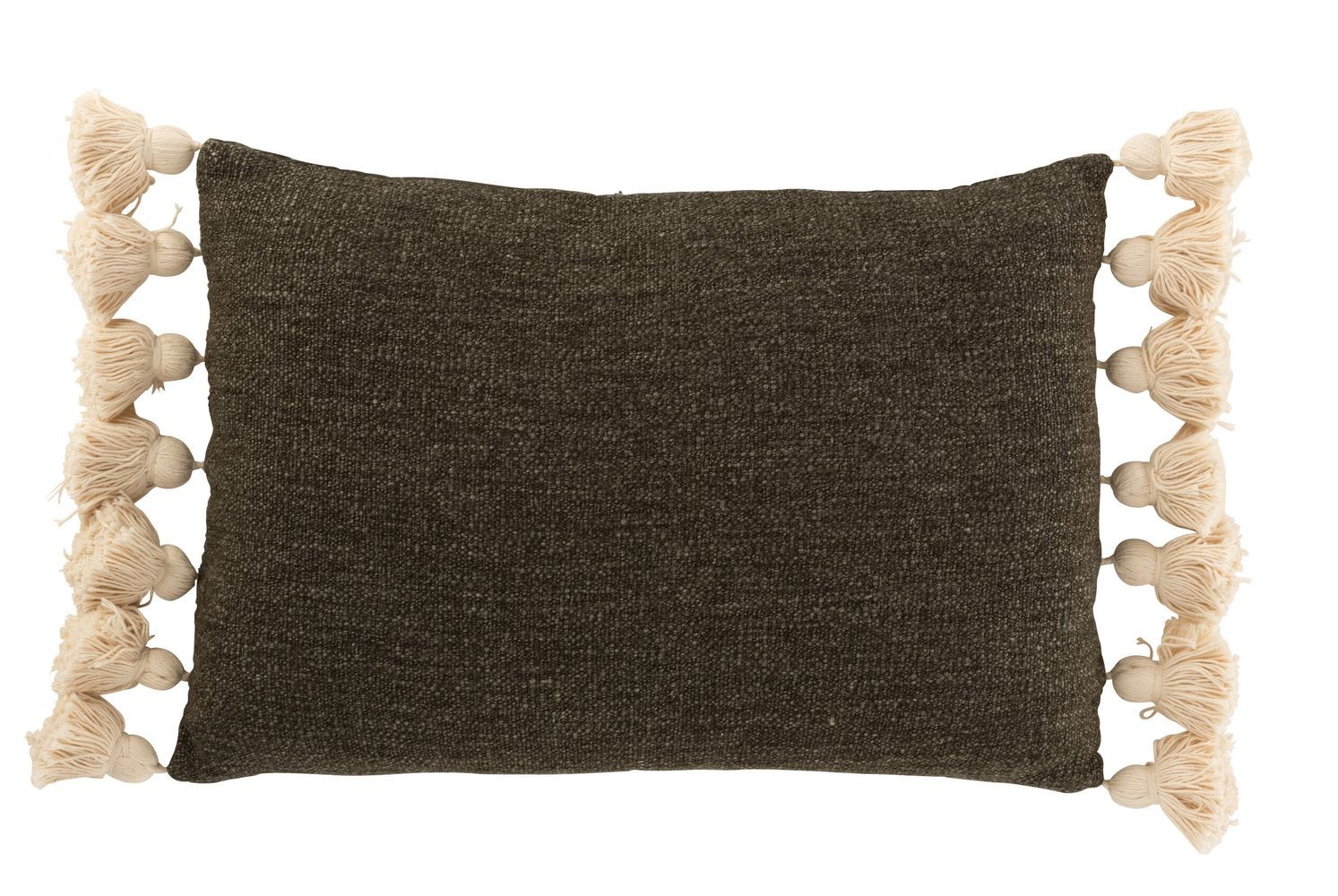 Khaki polštář se střapci a výplní Pompom - 50*35cm J-Line by Jolipa Khaki polštář se střapci a výplní Pompom - 50*35cm J-Line by Jolipa