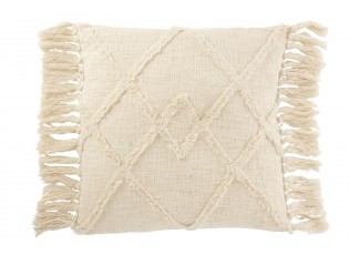 Béžový polštář s třásněmi a výplní Rhombus - 50*50cm