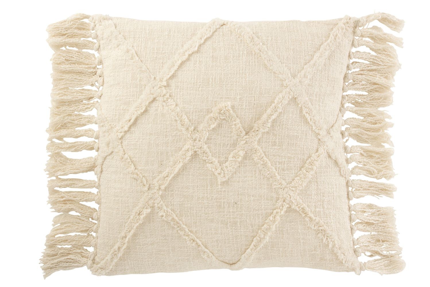 Béžový polštář s třásněmi a výplní Rhombus - 50*50cm J-Line by Jolipa Béžový polštář s třásněmi a výplní Rhombus - 50*50cm J-Line by Jolipa