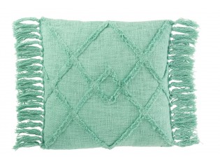 Tyrkysový polštář s třásněmi a výplní Rhombus - 50*50cm