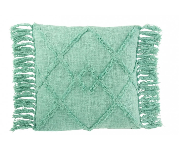 Tyrkysový polštář s třásněmi a výplní Rhombus - 50*50cm J-Line by Jolipa