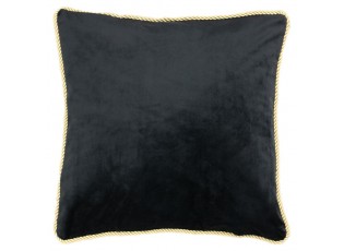 Černý sametový polštář obšitý krouceným zlatým provázkem Velvet black - 45*10*45cm