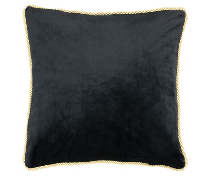 Černý sametový polštář obšitý krouceným zlatým provázkem Velvet black - 45*10*45cm Mars & More 