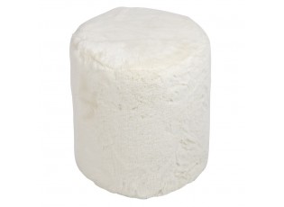 Bílý plyšový měkoučký kulatý puf Soft Teddy White Off - Ø 40*45cm 
