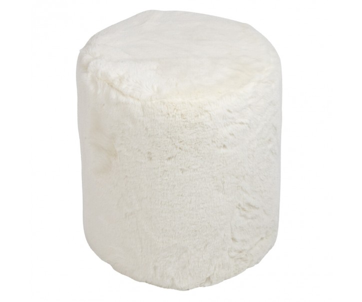 Bílý plyšový měkoučký kulatý puf Soft Teddy White Off - Ø 40*45cm Mars & More 
