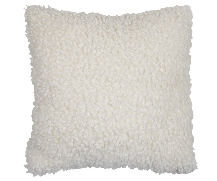 Bílý plyšový kudrnatý polštář Curly Teddy White Off - 45*15*45cm Mars & More 