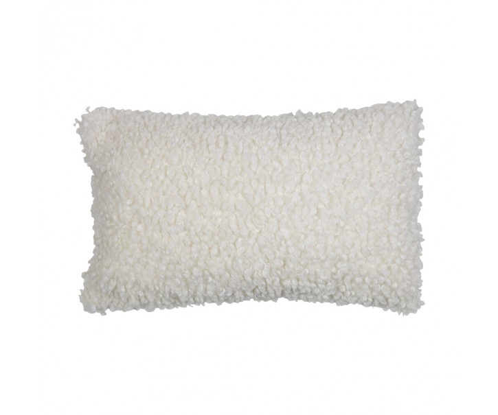 Bílý plyšový kudrnatý polštář Curly Teddy White Off - 30*15*50cm Mars & More 