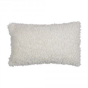 Bílý plyšový kudrnatý polštář Curly Teddy White Off - 30*15*50cm 