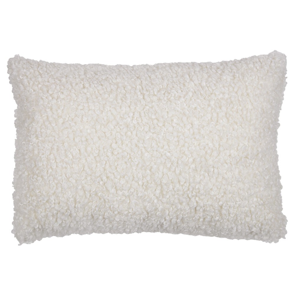 Bílý plyšový kudrnatý polštář Curly Teddy White Off - 40*15*60cm 