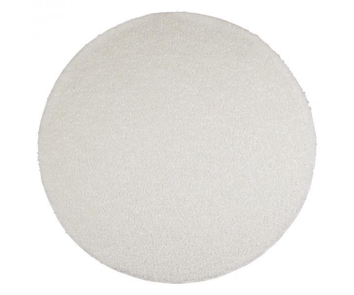 Bílý plyšový kudrnatý kulatý koberec Curly Teddy White Off - Ø 120cm Mars & More 