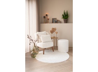 Bílý plyšový kudrnatý kulatý koberec Curly Teddy White Off - Ø 120cm 