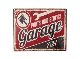 Červená antik nástěnná kovová cedule Garage - 25*1*20 cm