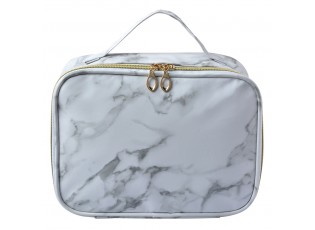 Dámská bílá toaletní mramorovaná taška Marble - 21*8*13 cm