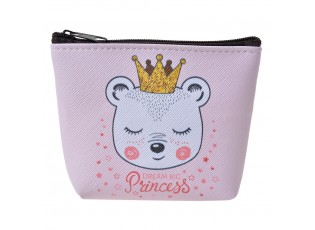 Růžová malá peněženka / taštička s medvídkem Princess - 10*8 cm