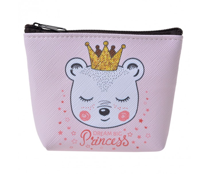Růžová malá peněženka / taštička s medvídkem Princess - 10*8 cm Clayre & Eef