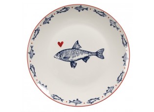 Porcelánový dezertní talíř s rybkami Sun Sea And Fish - Ø 20*2cm