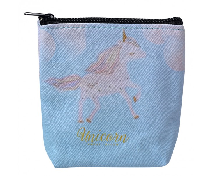 Modrá malá peněženka / taštička s jednorožcem Unicorn - 11*11 cm Clayre & Eef