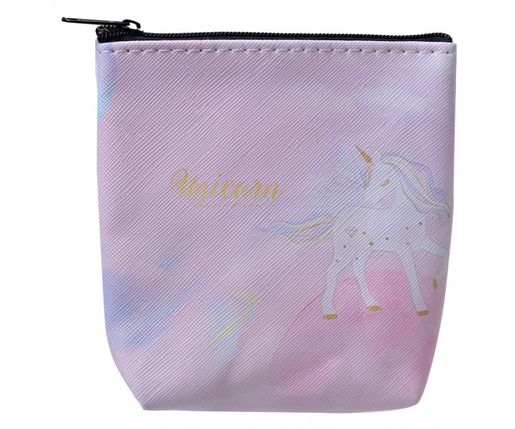 Růžová malá peněženka / taštička s jednorožcem Unicorn I - 11*11 cm Clayre & Eef