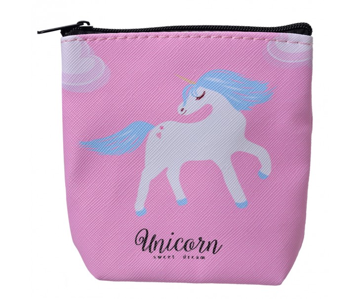 Růžová malá peněženka / taštička s jednorožcem Unicorn - 11*11 cm Clayre & Eef