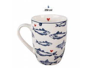 Porcelánový hrnek s rybkami Sun Sea And Fish - 12*8*10cm/ 350ml