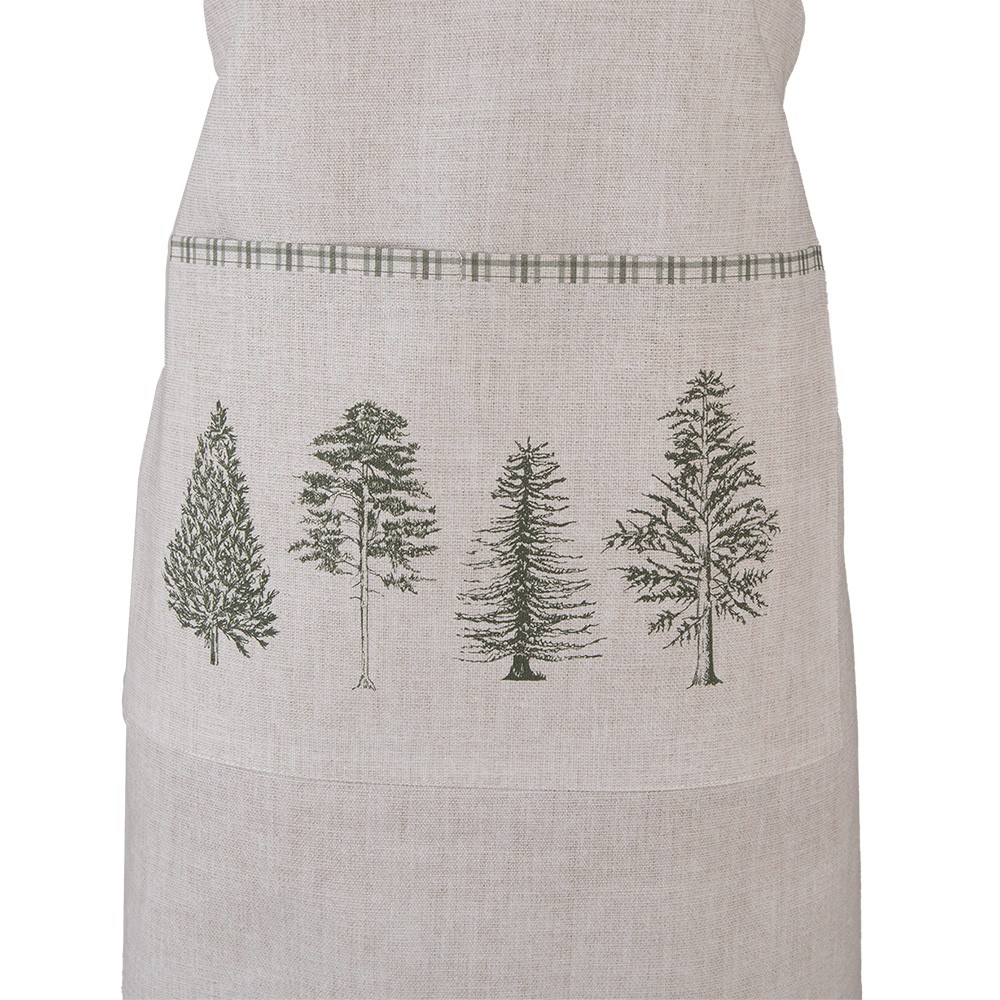 Béžová bavlněná zástěra se stromky Natural Pine Trees - 70*85 cm Clayre & Eef Béžová bavlněná zástěra se stromky Natural Pine Trees - 70*85 cm Clayre & Eef