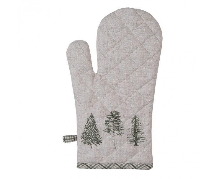 Béžová bavlněná chňapka - rukavice se stromky Natural Pine Trees - 18*30 cm Clayre & Eef